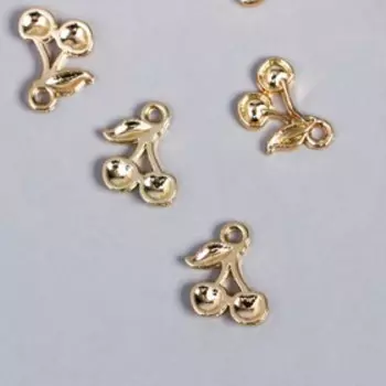 Декор для творчества металл "Две вишенки" золото 1,3х1,2 см