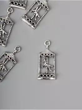 Декор для творчества металл "Карусель с лошадкой" серебро набор 10 шт 3,3х1,5х0,4 см