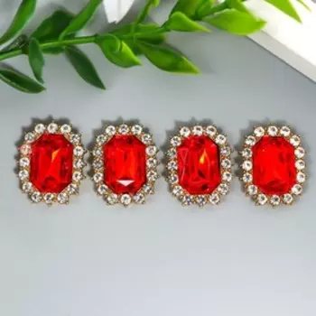 Декор для творчества металл «Медальон восьмиугольный», рубин кристалл стразы, 21.5 см