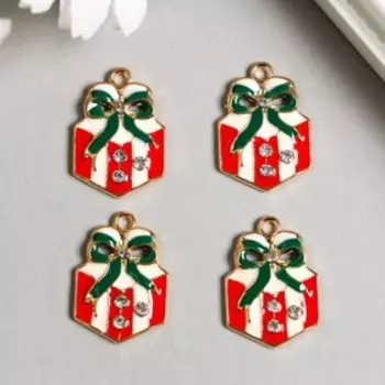 Декор для творчества металл «Подарок» эмаль, стразы 2.51.8 см