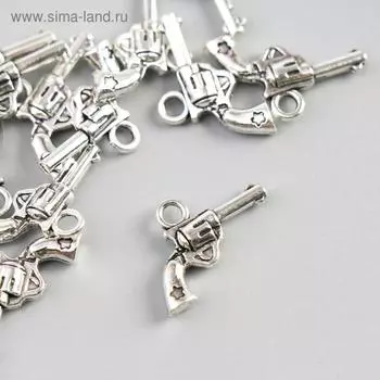 Металлический элемент, декоративная подвеска «Арт Узор. Револьвер с барабаном», серебро 1.42 см