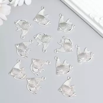 Декор для творчества металл "Рыба клоун" серебро набор 12 шт 2,5х3 см