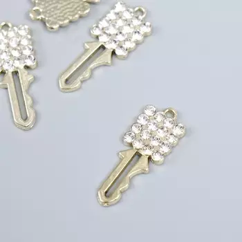 Декор для творчества металл, стразы «Ключик», золото, 2.50.9 см