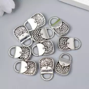 Декор для творчества металл "Сумочка в горошек" серебро G222B885 1,8х1,1 см