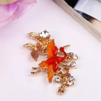 Декор для творчества металл "Журавль" стразы 4,6х2,8 см