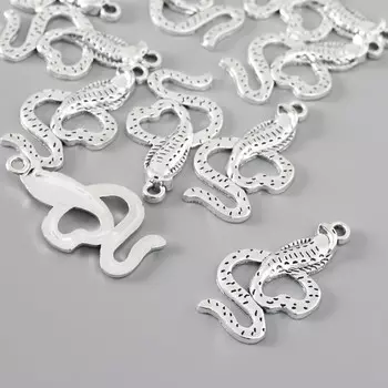 Декор для творчества металл "Змея" серебро 3,4х1,8 см