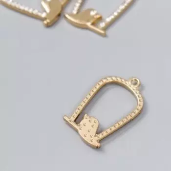 Декор для творчества металл "Золотая птичка и клетка" стразы 2,4х1,5 см