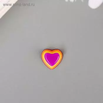 Декор для творчества пластик "Полосатые сердечки" розово-фиолетовые набор 10 шт 1,2х1,3 см