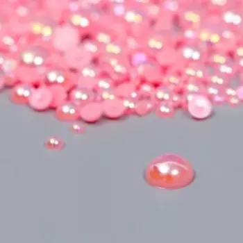 Декор для творчества пластик "Половинки бусин. Розовый перламутр" d=3-10 мм, набор 10 гр