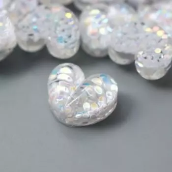 Декор для творчества пластик "Сердечко бело-синее" кристалл 1,2х1,1 см