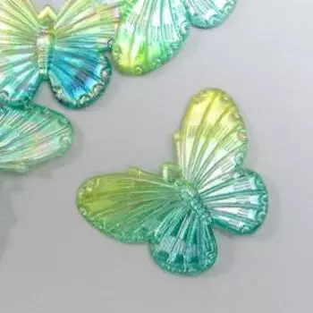 Декор для творчества пластик "Зелёные бабочки" набор 5 шт 3,2х4,1 см