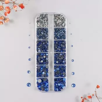 Декор для творчества стекло "Стразы усечённый конус. Синее море" d=2-6,5 мм н-р 2600 шт