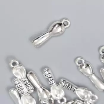 Декор металл для творчества "Ложечка малыша - baby" серебро набор 20 шт