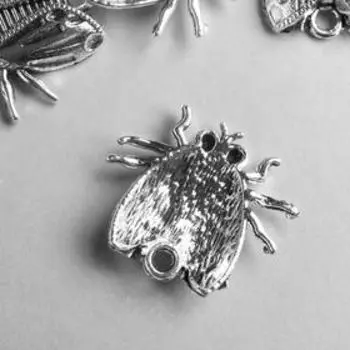 Декор металл для творчества "Муха" серебро 6168 2,2х2 см
