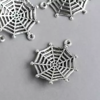 Декор металл для творчества "Паучок и паутина" серебро 4503 2,9х2,6 см