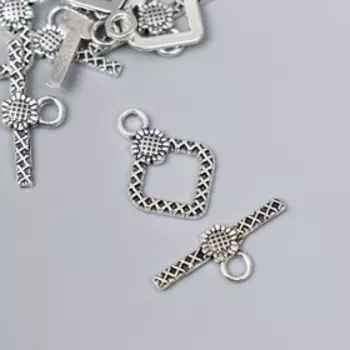 Декор металл для творчества замочек "Подсолнух и сетка" серебро 1564M016 2,7х1,7 см