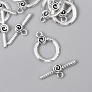 Декор металл для творчества замочек "Спираль" серебро 2624M025 2,2х1,7 см