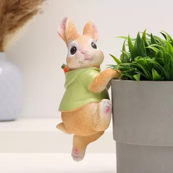 Фигурка для флорариума «Зайчишка с морковкой», декор на кашпо, 1777 см