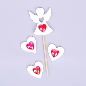 Декор на палочке «Топпер ангелочек и сердечки»