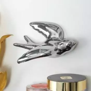 Декор настенный керамика "Серебристая ласточка" 7,5х6х10 см