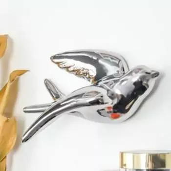 Декор настенный керамика "Серебристая ласточка" 8,5х10х17 см