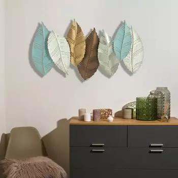 Декор настенный металл "Листья" цветные с золотом, серебром 61,5х4х111 см