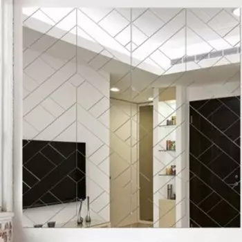 Наклейки интерьерные, зеркальные, декор настенный, панно 6060 см, 122 эл