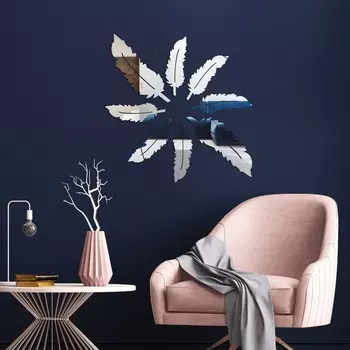 Наклейки интерьерные «Пёрышко», зеркальные, декор на стену, набор 8 шт. 10.53.2 см