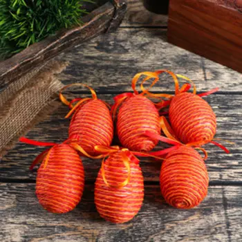 Декор пасхальный подвеска "Яйцо плетёнка" набор 6 шт яйцо 4х6 см