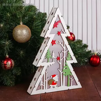 Декор новогодний с подсветкой «Большая ёлка», свечение желтое