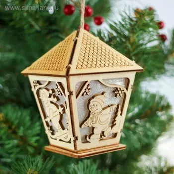 Декор с подсветкой «Фонарь со снеговиком»