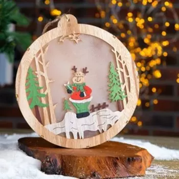Декор новогодний с подсветкой «Олень с подарком» 3.519.521.5 см