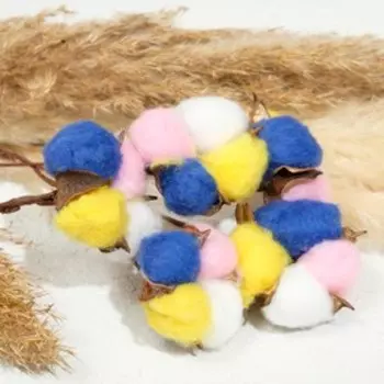 Декор сухоцвет "Хлопок" d-5 см, 30 см, микс