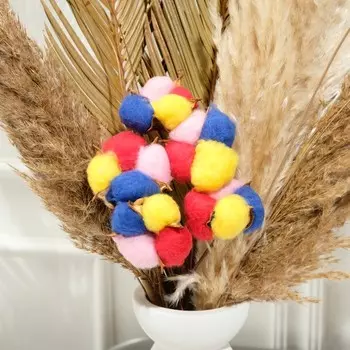 Декор сухоцвет "Хлопок" d-5 см, 30 см,микс