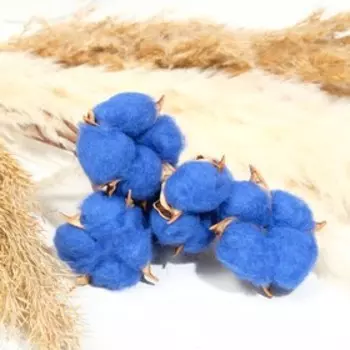 Декор сухоцвет "Хлопок" d-5 см, 30 см, синий