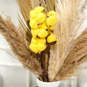 Декор сухоцвет "Хлопок" d-5 см, 30 см, желтый