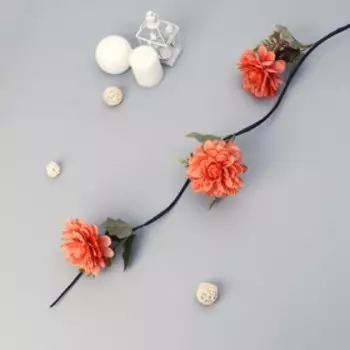 Декор тинги "Пион Айвори с папоротником" 150 см, микс