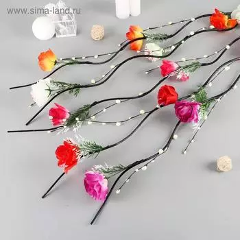 Декор тинги "Роза с сеточкой" 150 см (фасовка 5шт, цена за 1шт) микс