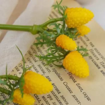 Декор "Ветка с ягодами" 50 см, жёлтый