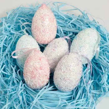 Декор "Яйцо посыпка с блестками" набор 6 шт яйцо 6х4 см МИКС