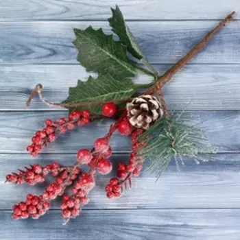 Еловая ветка декоративная «Зимнее волшебство. Грёзы», 22 см