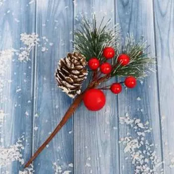 Еловая ветка декоративная «Зимнее волшебство. Грёзы», 14 см