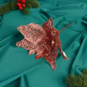 Декор «Зимний цветок», блеск бусинки, 2415 см, розовый