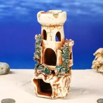 Декорация для аквариума "Башня на скале", 3 х 5 х 8 см