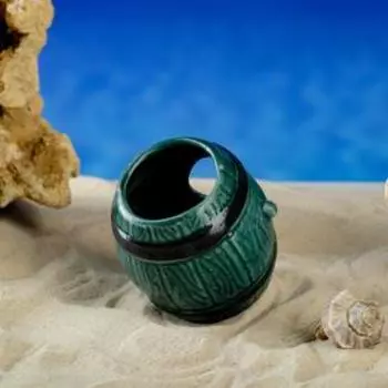 Декорация для аквариума "Бочка", зелёная, 7х7х7 см