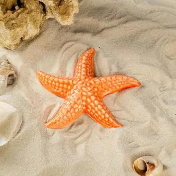 Декорация для аквариума "Морская звезда", оранжевая, 12х11х2.5 см