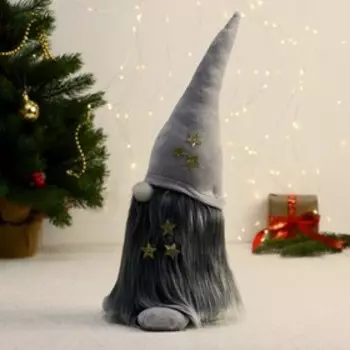 Декоративная фигура Гном с ножками в серой шапочке 45 см, полиэстер/10