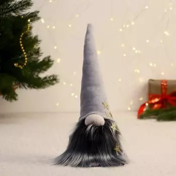 Декоративная фигура Гном в серой шапочке 30 см, полиэстер/10