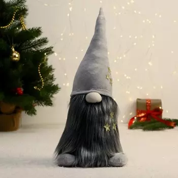 Декоративная фигура Гном в серой шапочке 35 см, полиэстер/10