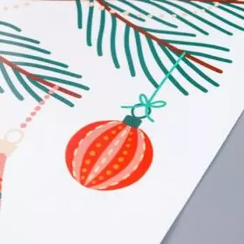 Декоративная наклейка "Ёлочные игрушки" белый фон 30х50 см